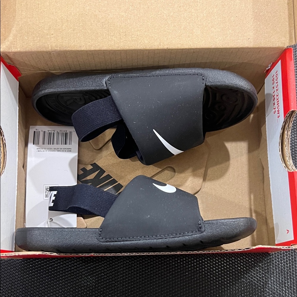 Nike Kids Black and White Slide Sandals